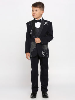 Kids Island - Navy Blue Shirt Waistcoat Blazer with Pant and Bow Tie (Set of 5)