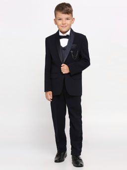Kids Island - Navy Blue Shirt Waistcoat Blazer with Pant and Bow Tie (Set of 5)