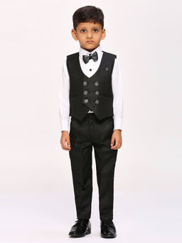 Kids Island - Black Shirt Waistcoat with Pant and Bow Tie (Set of 4)