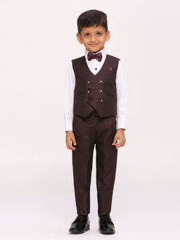 Kids Island - Wine Shirt Waistcoat with Pant and Bow Tie (Set of 4)