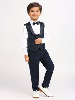 Kids Island - Blue Shirt Waistcoat with Pant and Bow Tie (Set of 4)