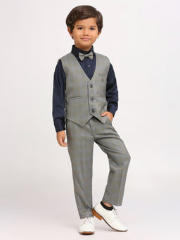 Kids Island - Grey Shirt Waistcoat with Pant and Bow Tie (Set of 4)