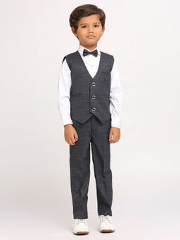 Kids Island - Blue Shirt Waistcoat with Pant and Bow Tie (Set of 4)