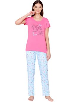 Bodycare - Womens Combed Cotton T-Shirt & Pyjama BSLS11004 Pink (Set of 2)