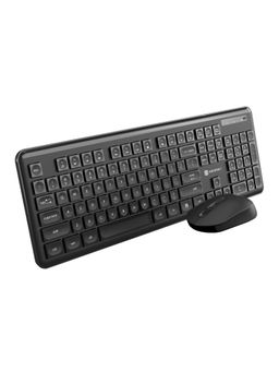 Portronics - Key4 Combo 2.4GHz Wireless Keyboard Mouse Set Noiseless Shortcut Key Function Black