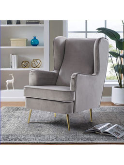 HomeTown - Charm Velvet Arm Chair in Dark Grey