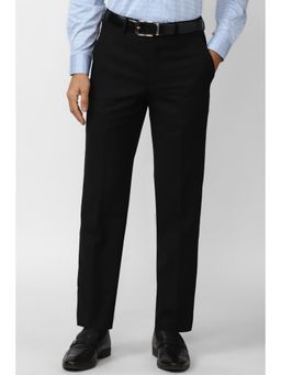 Van Heusen - Men Black Solid Slim Fit Trousers