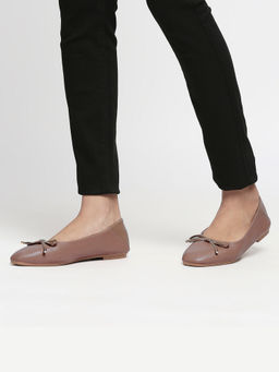 Twenty Dresses by Nykaa Fashion - Dark Beige Bow On My Toe Ballerina