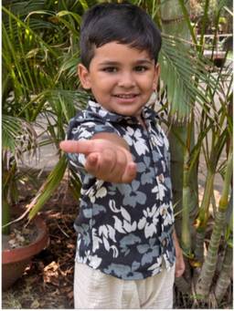 KOALA KIDZ - Boys Black Premium Floral Printed Casual Shirt