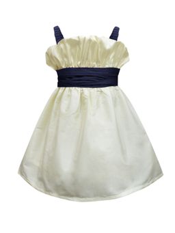 A.T.U.N. - Girls Ivory and Navy Blue Sleeveless Bucket Party Dress