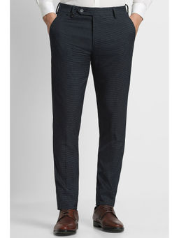 Peter England - Men Navy Print Ultra Slim Fit Formal Trousers