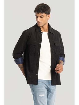 Snitch - Black Suede Double Pocket Shirt