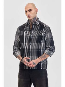 Snitch - Multi-Color Self Design Relaxed Fit Shirt