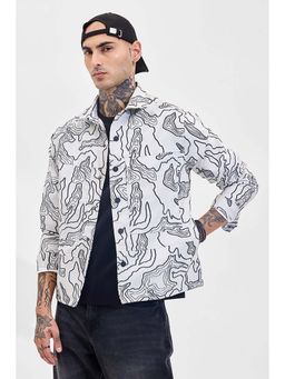 Snitch - White Printed Relaxed Fit Shirt