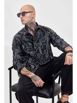 Snitch - Black Printed Relaxed Fit Shirt