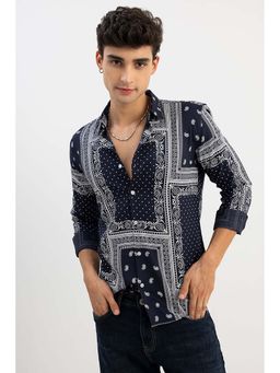 Snitch - Kalakari Navy Blue Shirt