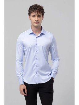Snitch - Double Cuff Sky Blue Satin Cotton Shirt