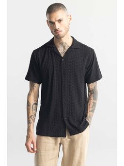 Snitch - Hexagonic Self Design Black Shirt