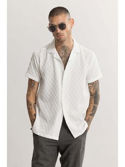 Snitch - Cross Diamond Textured White Shirt