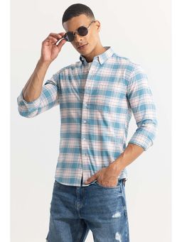 Snitch - Tartan Square Blue Checks Shirt