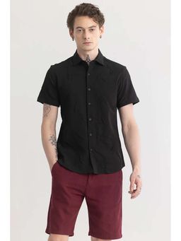 Snitch - Featherique Black Textured Shirt