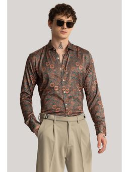 Snitch - Vivace Brown Floral Satin Shirt