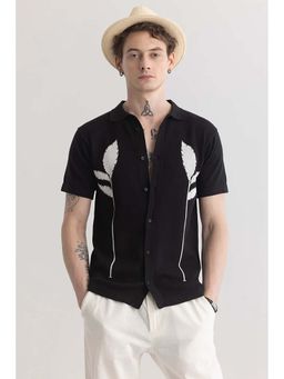 Snitch - Plumaleaf Black Knitted Shirt