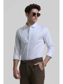 Snitch - White Embroidered Slim Fit Shirt