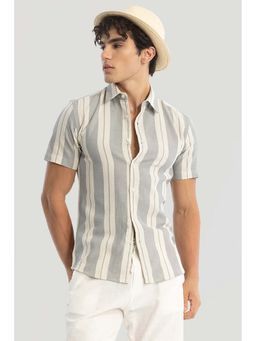 Snitch - Grey Stripes Linen Blend Shirt
