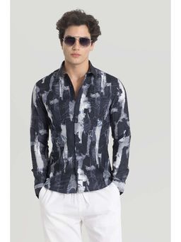 Snitch - Navy Blue Textured Shirt