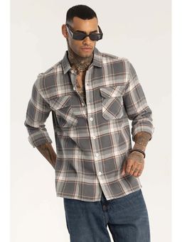 Snitch - Grey Double Pocket Checks Shirt