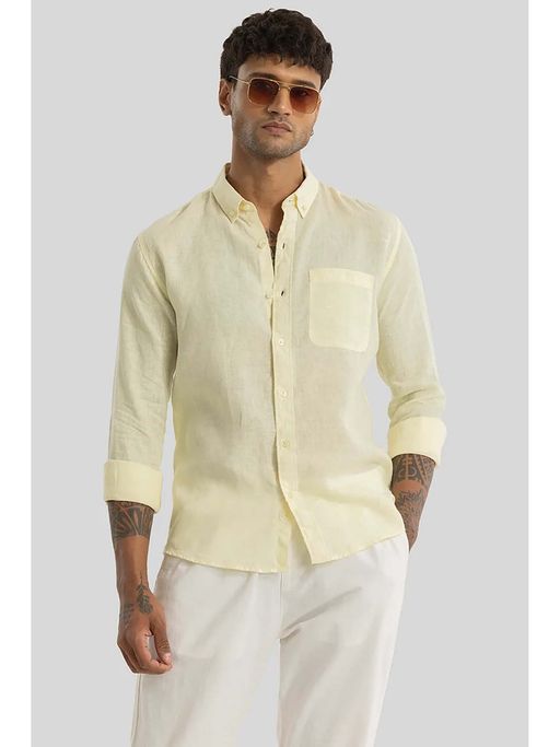 Snitch Elementary Yellow Plain Pure Linen Shirt