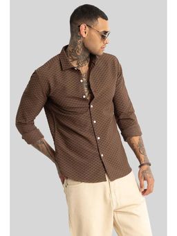 Snitch - Light Brown Textured Stretch Shirt