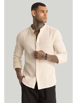 Snitch - Cream Woven Mandarin Shirt