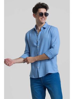 Snitch - Sea Blue Textured Shirt