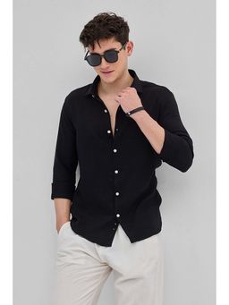 Snitch - Black Textured Shirt