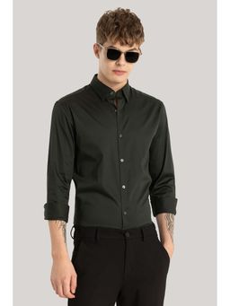 Snitch - Satin Stretch Dark Green Plain Shirt