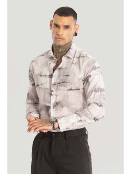 Snitch - Grey Crushed Printed Shirt