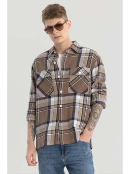 Snitch - Brown Double Pocket Checks Shirt