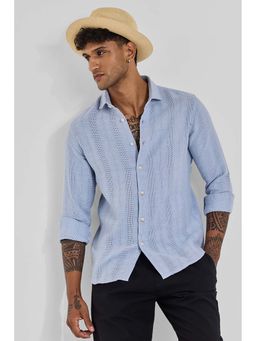 Snitch - Light Blue Knitted Slim Fit Shirt