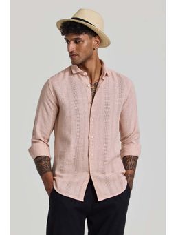Snitch - Peach Knitted Slim Fit Shirt