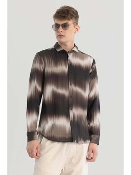 Snitch - Dark Brown Textured Abstract Shirt