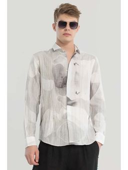 Snitch - White Textured Abstract Shirt