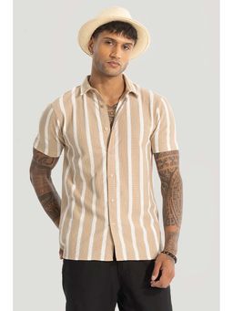Snitch - Beige Stripes Knitted Shirt