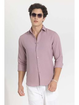 Snitch - Mauve Slim Fit Textured Shirt