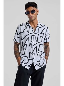 Snitch - White Textured Slim Fit Shirt