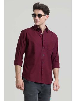 Snitch - Maroon Slim Fit Shirt