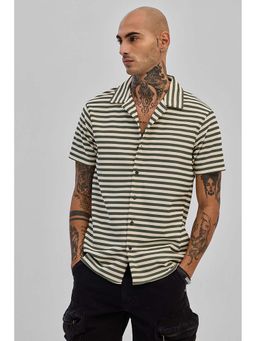 Snitch - Olive Stripes Box Fit Shirt