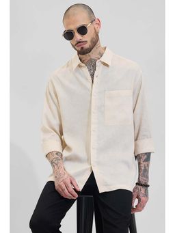Snitch - Cream Relaxed Fit Linen Blend Shirt