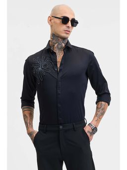 Snitch - Black Embellished Slim Fit Shirt
